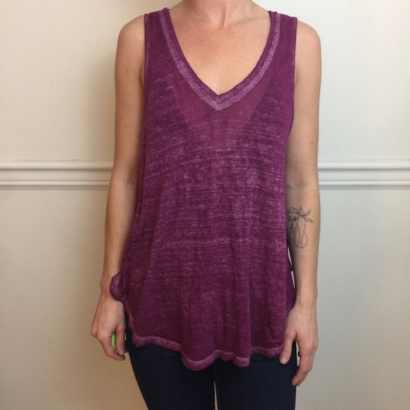 Free People Tops - Free People Magenta Sheer Tank Top Blouse Top